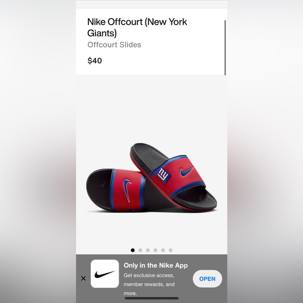 Nike Offcourt Slides New York Giants NEW Size 10. Cushioned synthetic leather.